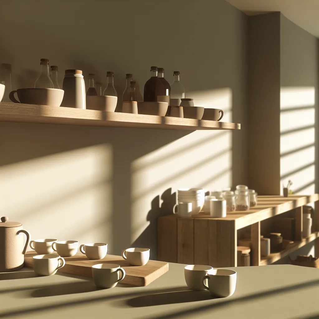 Organized kitchen corner with mugs